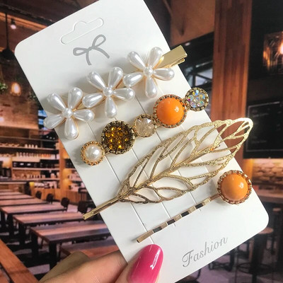 2022 Pearl Crystal Akrüül Juukseklambrid Naistele Retro geomeetrilised juuksenõelad Juuksenõel Tüdrukute Juukseaksessuaarid Moeehted