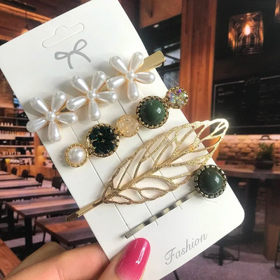 2022 Pearl Crystal Akrüül Juukseklambrid Naistele Retro geomeetrilised juuksenõelad Juuksenõel Tüdrukute Juukseaksessuaarid Moeehted