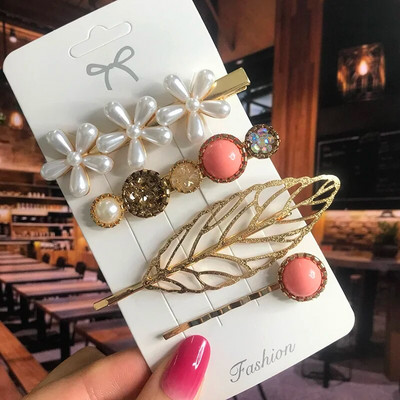 2022 Pearl Crystal Akrüül Juukseklambrid Naistele Retro geomeetrilised juuksenõelad Juuksenõel Tüdrukute Juukseaksessuaarid Moeehted