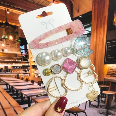 2022 Pearl Crystal Akrüül Juukseklambrid Naistele Retro geomeetrilised juuksenõelad Juuksenõel Tüdrukute Juukseaksessuaarid Moeehted