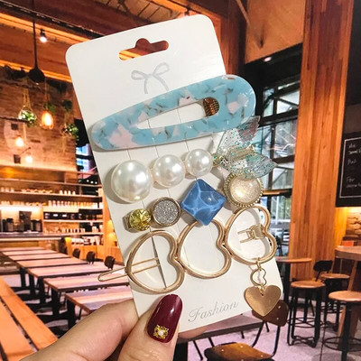 2022 Pearl Crystal Akrüül Juukseklambrid Naistele Retro geomeetrilised juuksenõelad Juuksenõel Tüdrukute Juukseaksessuaarid Moeehted