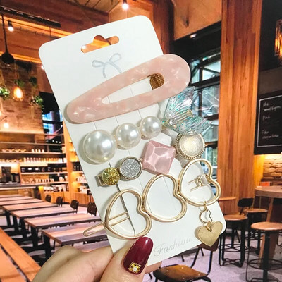 2022 Pearl Crystal Akrüül Juukseklambrid Naistele Retro geomeetrilised juuksenõelad Juuksenõel Tüdrukute Juukseaksessuaarid Moeehted