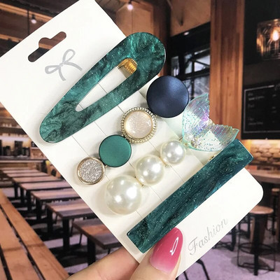 2022 Pearl Crystal Akrüül Juukseklambrid Naistele Retro geomeetrilised juuksenõelad Juuksenõel Tüdrukute Juukseaksessuaarid Moeehted