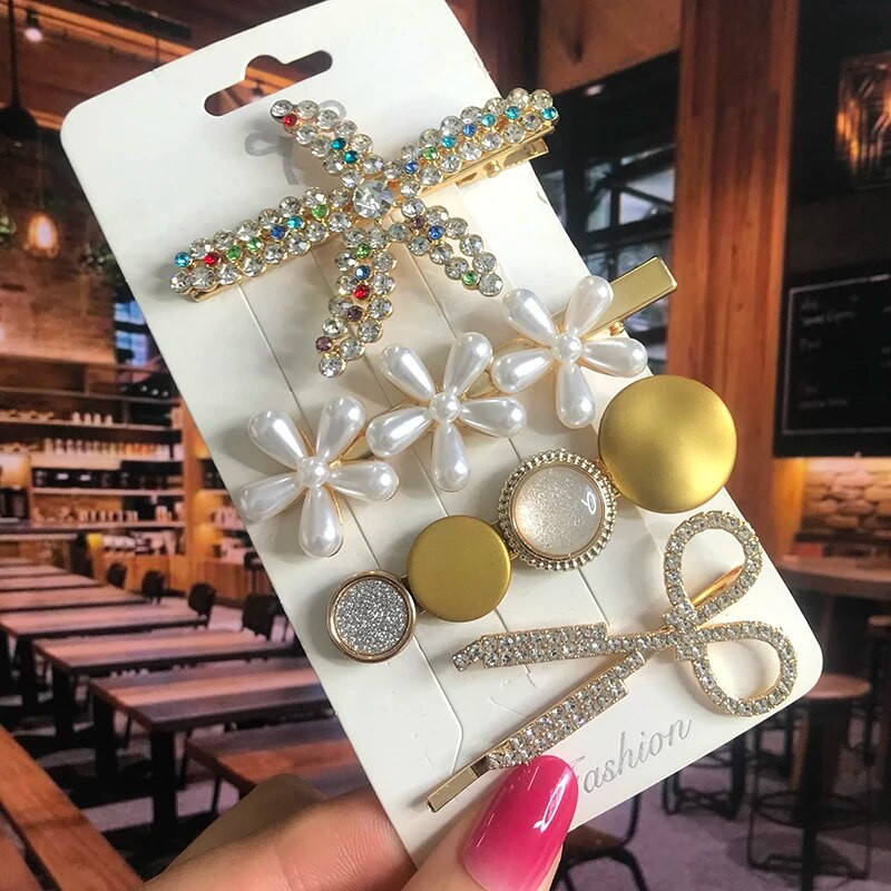 2022 Pearl Crystal Akrüül Juukseklambrid Naistele Retro geomeetrilised juuksenõelad Juuksenõel Tüdrukute Juukseaksessuaarid Moeehted