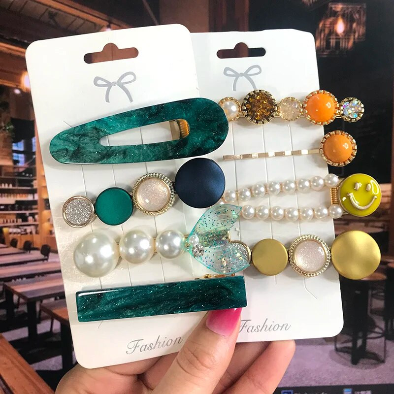 2022 Pearl Crystal Akrüül Juukseklambrid Naistele Retro geomeetrilised juuksenõelad Juuksenõel Tüdrukute Juukseaksessuaarid Moeehted