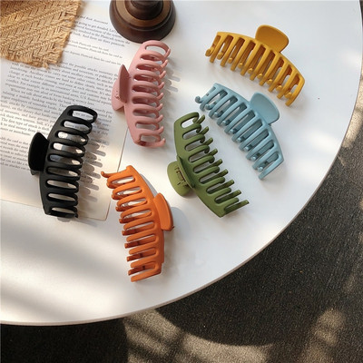 AOMU Sweet Scrub Color Acrilic Grasp Clip Simplu Oval Hollow Leopard Grasp Crab de păr pentru femei Machiaj Baie Accesorii pentru păr