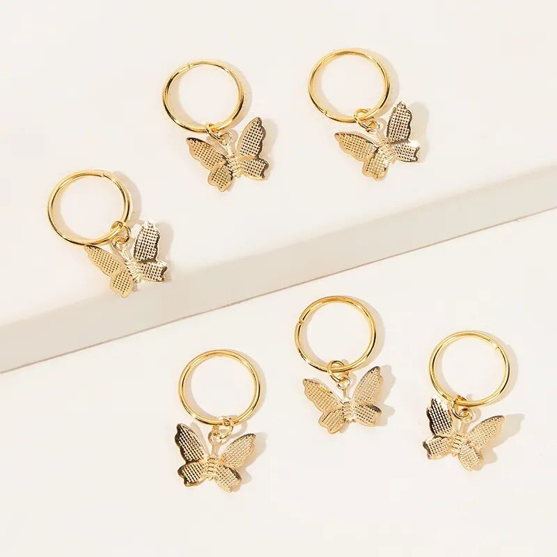 6 vnt. Butterfly Star pakabukas plaukų segtukas moterims pinti Madingi metaliniai žiedai „pasidaryk pats“ vakarietiško stiliaus aksesuarai mergaičių galvos apdangalas „Tocado“