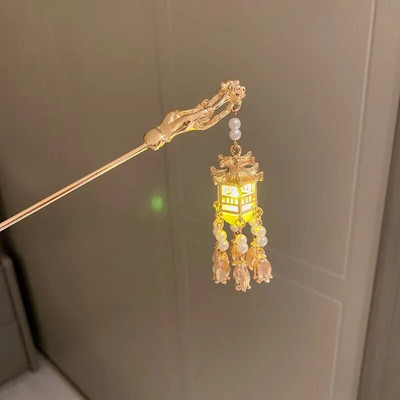 Hiina latern juuksenõelad, juuksepulgad, LED-valgusega juuste aksessuaarid lastele lastele retro lootose lilledega tutipeakatted