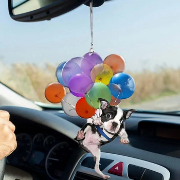 Κρεμαστό στολίδι αυτοκινήτου Χαριτωμένο στολίδι αυτοκινήτου γάτας σκύλου με πολύχρωμο μενταγιόν με μπαλόνι Γούρι αυτοκινήτου για ντεκόρ αυτοκινήτου οπισθοπορείας