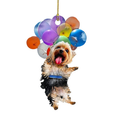 Ornament pentru agățat pentru mașină, drăguț, pisică, câine, ornament auto interior cu balon colorat, pandantiv, farmec pentru mașină, pentru oglinda retrovizoare, decor auto