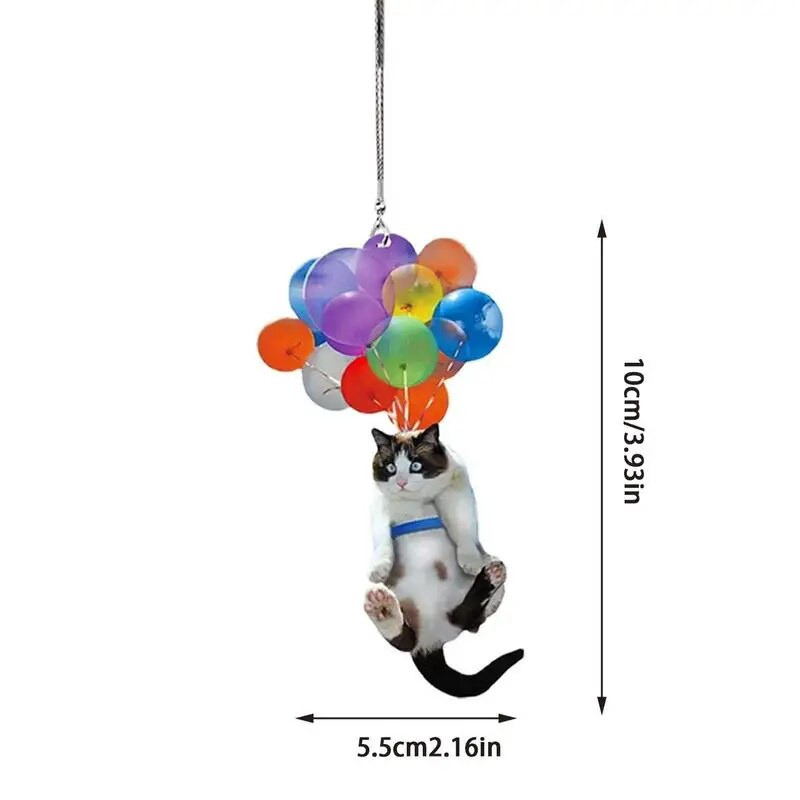 Ornament pentru agățat pentru mașină, drăguț, pisică, câine, ornament auto interior cu balon colorat, pandantiv, farmec pentru mașină, pentru oglinda retrovizoare, decor auto