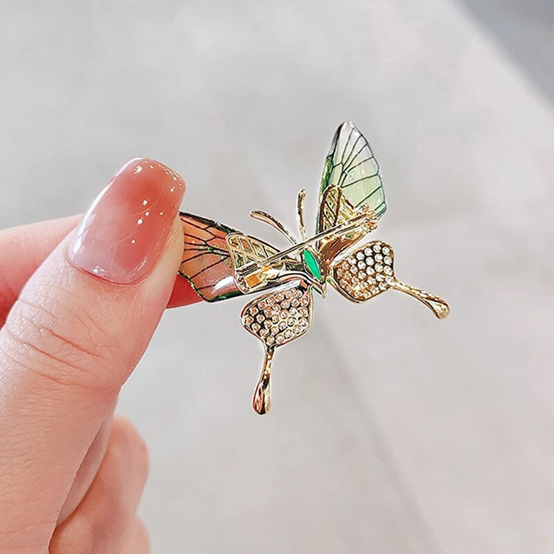 1 tk Liblikateemaline moe emailiga kristallist kividest prossinõel naistele Nišš Luksuslikud Ehted Riided Kleit Sall Kaunistus