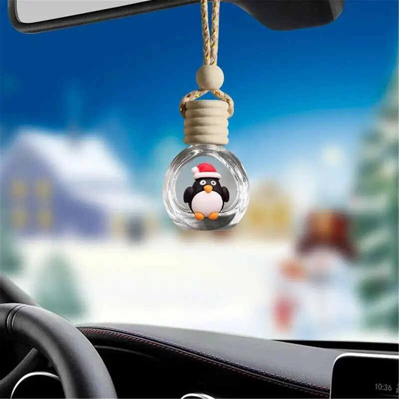 Ziemassvētku auto gaisa atsvaidzinātājs Jauka piekarināma automašīnas gaisa atsvaidzinātāja pudele ar Ziemassvētku pingvīnu, viegli lietojams radošs automašīnas interjers