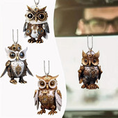 Uue auto tahavaatepeegli ripats Mehaaniline öökull auto riidepuu Naljakas auto interjööri tarvikud 2D akrüülist auto kaunistused rippuvad