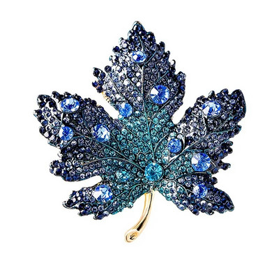 1 ΤΕΜ Μόδας Καρφίτσες με φύλλα σφενδάμου Γυαλιστερό χειμερινό κόσμημα με στρας Όμορφη καρφίτσα γάμου για πάρτι γραφείου Αξεσουάρ καρφίτσας καρφίτσας Δώρο