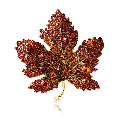 1 ΤΕΜ Μόδας Καρφίτσες με φύλλα σφενδάμου Γυαλιστερό χειμερινό κόσμημα με στρας Όμορφη καρφίτσα γάμου για πάρτι γραφείου Αξεσουάρ καρφίτσας καρφίτσας Δώρο