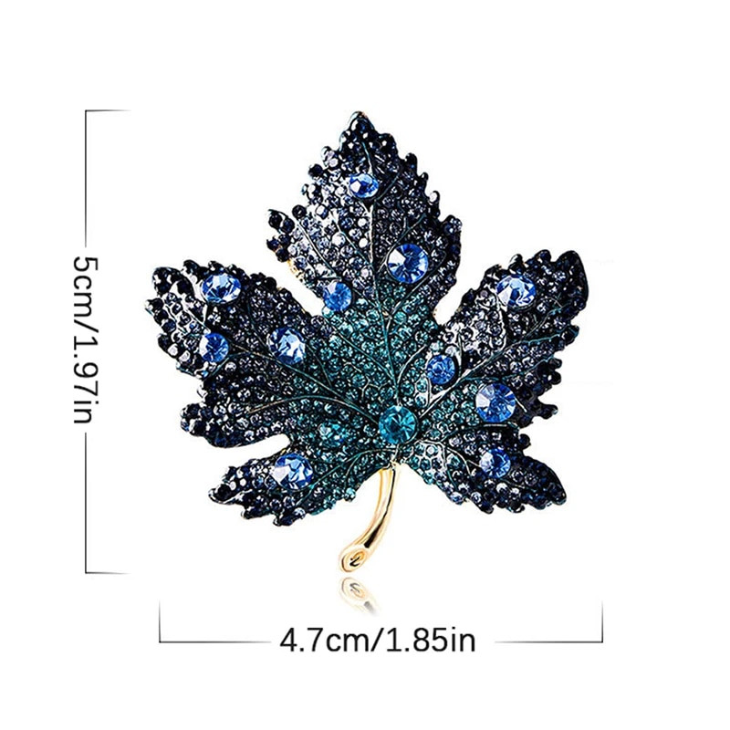 1 ΤΕΜ Μόδας Καρφίτσες με φύλλα σφενδάμου Γυαλιστερό χειμερινό κόσμημα με στρας Όμορφη καρφίτσα γάμου για πάρτι γραφείου Αξεσουάρ καρφίτσας καρφίτσας Δώρο
