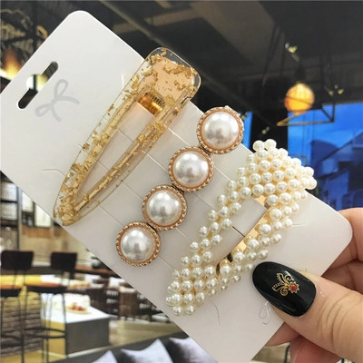 1Komplekt Käsitsi valmistatud Pärlitest Juukseklambrid Naistele Mood Geomeetrilised Lillekangid Peakatted Tüdrukutele Magusad juuksenõelad Juukseaksessuaar