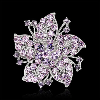 Големи размери Искрящи кристални кристали Брошка игли за цветя за външно облекло или сватба
