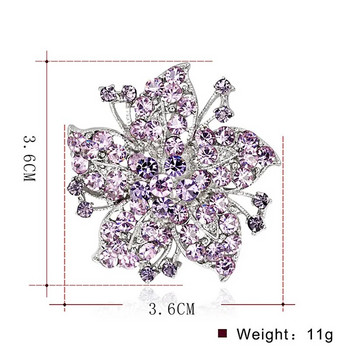 Големи размери Искрящи кристални кристали Брошка игли за цветя за външно облекло или сватба