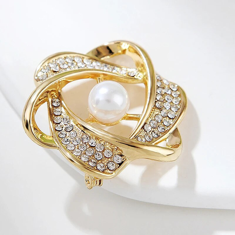 1PC Camellia Flower Pearl Broša Modes Luksusa Korsāža Piespraude Sievietēm Mode Šalle Sprādze Apģērbi Korsāžas rotaslietas Aksesuāri