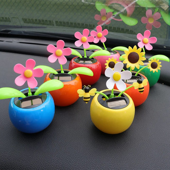 Στολίδι αυτοκινήτου Solar Powered Dancing Head Cartoon Sun Flower Pot Διακόσμηση αυτοκινήτου αυτοκινήτου στο ταμπλό Χαριτωμένα αξεσουάρ αυτοκινήτου