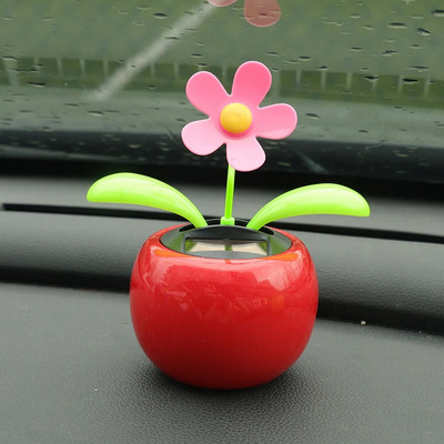 Automašīnas rotājums ar saules enerģiju darbināms dejas, kratīšanas galva multfilma Saule puķu pods, automašīna Automašīnas paneļa apdare Jauki automašīnu aksesuāri