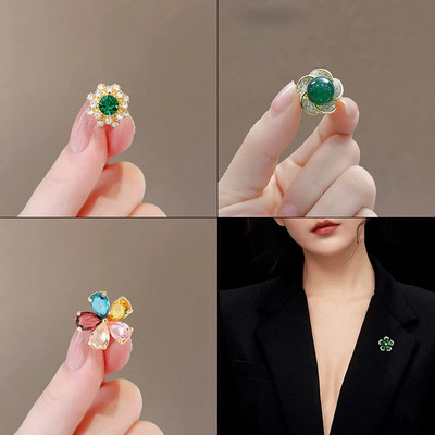 1PC Fashion Cute Flower Bow Brooches for Women Metal Anti-glare Lapel Pin Fixed Clothes Pins Sweater Coat Clothing Accessories