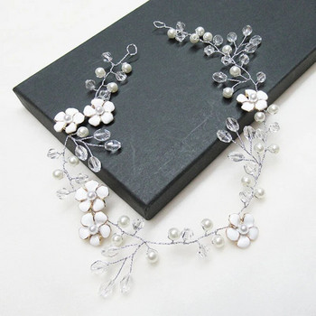 New Crown Floral Crystal Pearl Jewelry Headdress Western Wedding Bride Ръчно изработена елегантна фиби Аксесоари за коса Орнаменти за коса