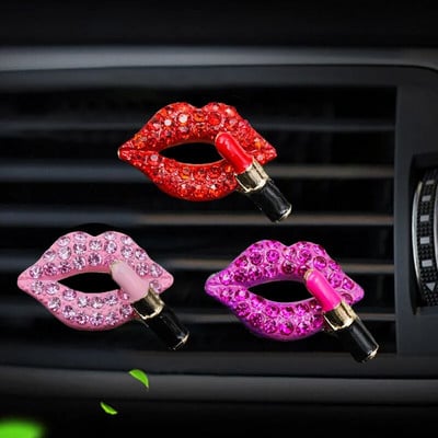 Priză de aer auto Clip pentru aromaterapie Clip pentru parfum Clemă pentru buze roșii diamantat Clip pentru parfum pentru odorizant Accesorii pentru interior auto