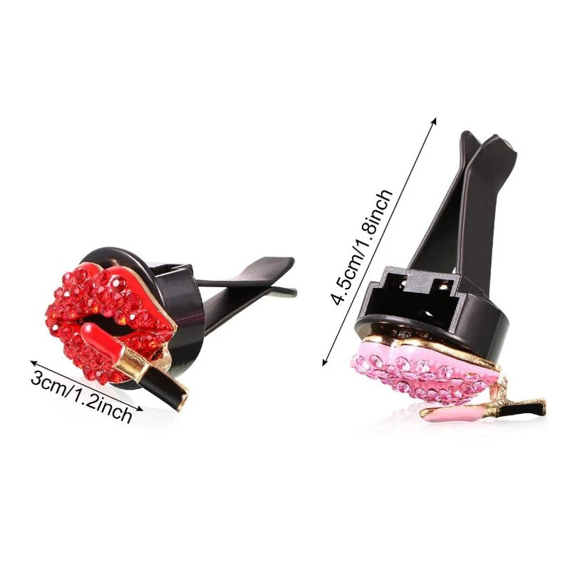 Automobilio oro išleidimo anga Aromaterapinė klipas kvepalų segtukas deimantinis raudonas lūpų segtukas kvepalų oro gaiviklio segtukas Auto salono priedai