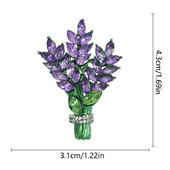 Moteriška sagė Romantiška krištolinė levanda, gėlė, atvartas.