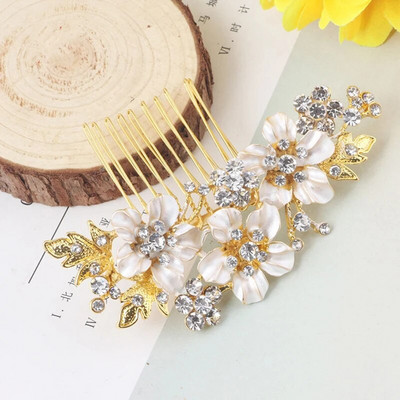 1 vnt Vestuvių krištolo nuotakos plaukų šukos galvos apdangalai galvos apdangalai papuošalai Kalnų krištolinio perlų nuotakos plaukų segtukai galvos juostelės priedai Papuošalai