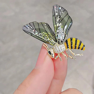 1PC Fashion Flying Bee Brooches για Γυναικείες Διάφανα Φτερά Παλτό Σμάλτο Bee Insects Party πέτο Αξεσουάρ κοσμήματα Δώρο