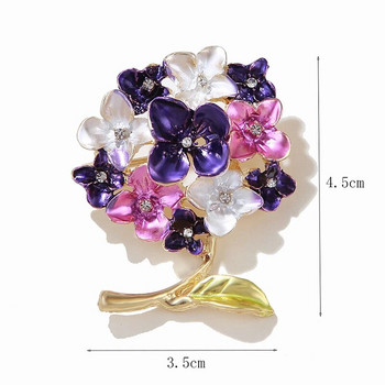 1PC Емайлирани брошки с цветя на хортензия за жени Нова мода Растителна игла Пролетен дизайн Бижута