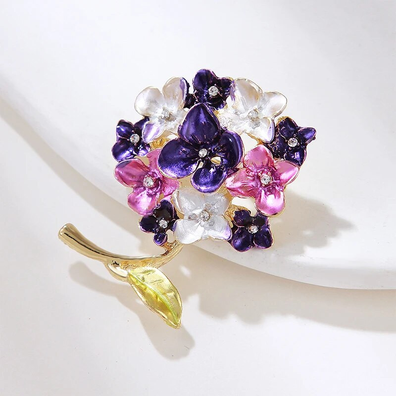 1PC emajlirani broševi s cvijetom hortenzije za žene Nova modna igla za biljke Proljetni dizajn Nakit