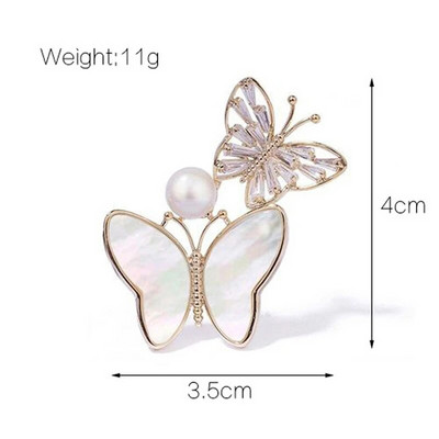 1 tk Mood, roheline kristall, topeltliblikas pross naiste ülikonnanõelaga ehe valge pärliga aksessuaaridega kingitus