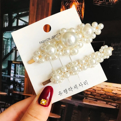 Simuleeritud pärlitangid helmestega geomeetrilised naiste juukseklambrid juukseklambrid juukseaksessuaarid tüdrukutele ehted mood juuksenõelad