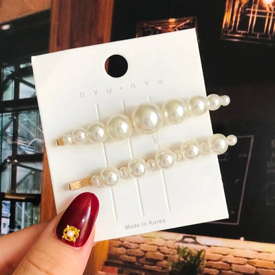 Simuleeritud pärlitangid helmestega geomeetrilised naiste juukseklambrid juukseklambrid juukseaksessuaarid tüdrukutele ehted mood juuksenõelad