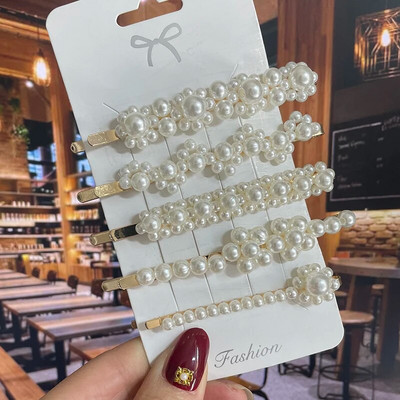 Simuleeritud pärlitangid helmestega geomeetrilised naiste juukseklambrid juukseklambrid juukseaksessuaarid tüdrukutele ehted mood juuksenõelad