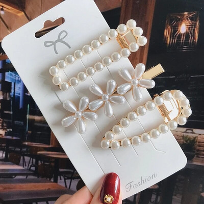 Simuleeritud pärlitangid helmestega geomeetrilised naiste juukseklambrid juukseklambrid juukseaksessuaarid tüdrukutele ehted mood juuksenõelad