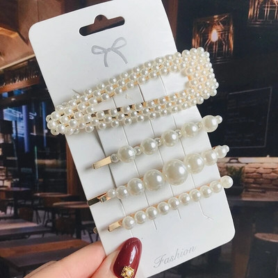 Simuleeritud pärlitangid helmestega geomeetrilised naiste juukseklambrid juukseklambrid juukseaksessuaarid tüdrukutele ehted mood juuksenõelad