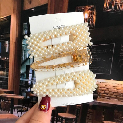 Simuleeritud pärlitangid helmestega geomeetrilised naiste juukseklambrid juukseklambrid juukseaksessuaarid tüdrukutele ehted mood juuksenõelad