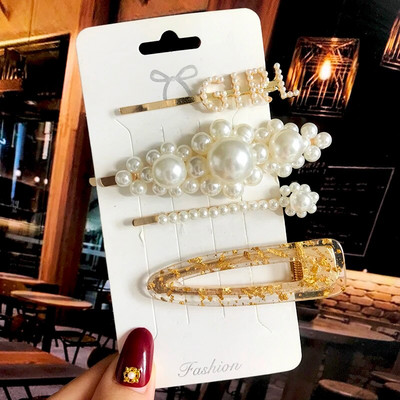 Simuleeritud pärlitangid helmestega geomeetrilised naiste juukseklambrid juukseklambrid juukseaksessuaarid tüdrukutele ehted mood juuksenõelad