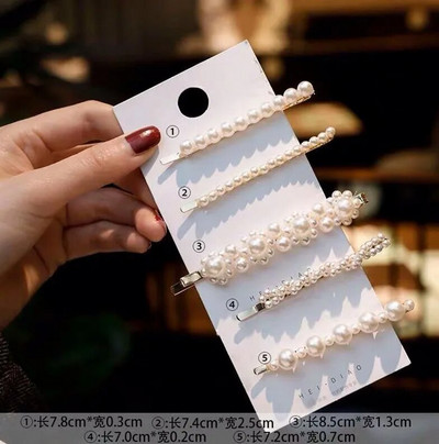 Simuleeritud pärlitangid helmestega geomeetrilised naiste juukseklambrid juukseklambrid juukseaksessuaarid tüdrukutele ehted mood juuksenõelad