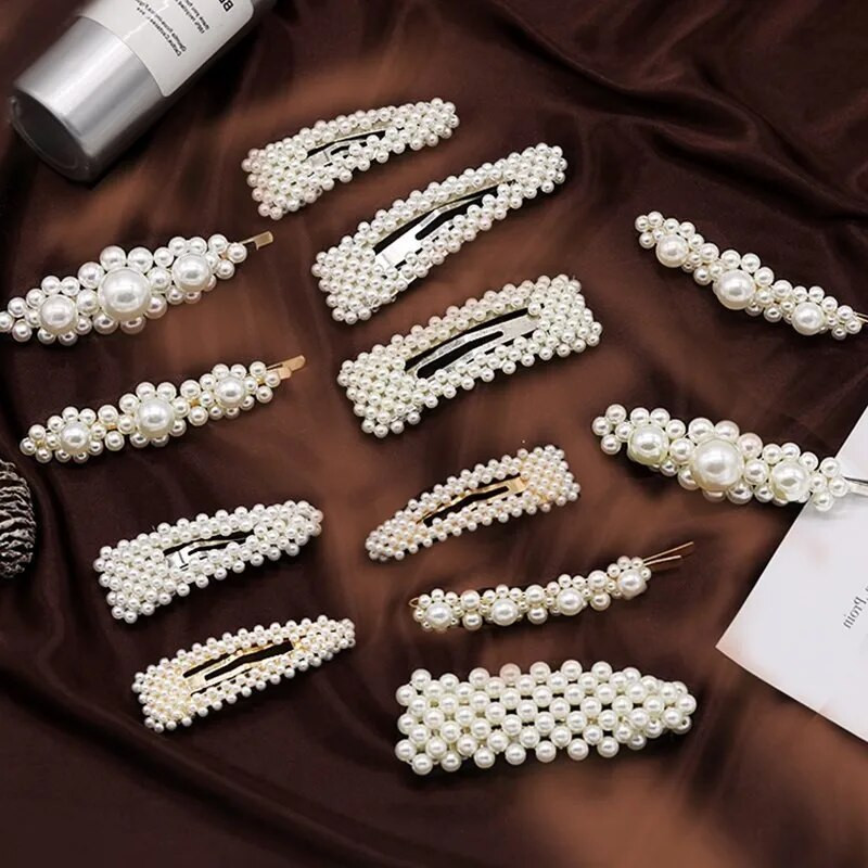 Simuleeritud pärlitangid helmestega geomeetrilised naiste juukseklambrid juukseklambrid juukseaksessuaarid tüdrukutele ehted mood juuksenõelad