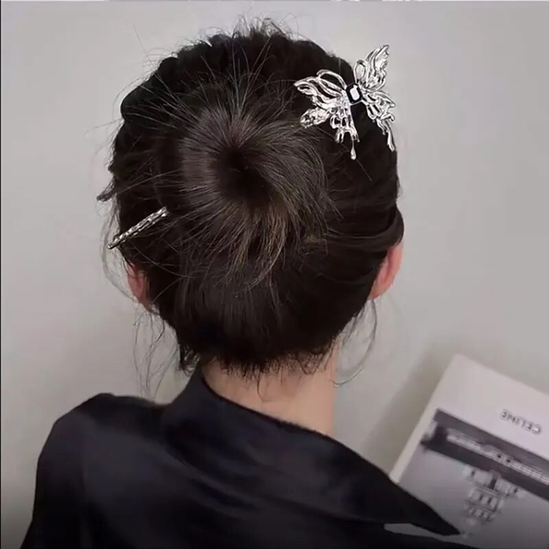 Moteriškas plaukų segtukas tiesus lenktas metalinis plaukų segtukas Kinietiško stiliaus galvos apdangalas Elegantiški papuošalai Priedai Vestuvių vakarėlio galvos apdangalai