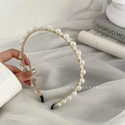 Elegantsed suured valge pärliga peapaelad naistele, tüdrukutele, käsitsi valmistatud lihtsad roosililled juuksepaelad Wave Retro juukserõngast peakatte aksessuaarid