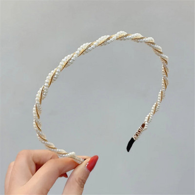 Elegantsed suured valge pärliga peapaelad naistele, tüdrukutele, käsitsi valmistatud lihtsad roosililled juuksepaelad Wave Retro juukserõngast peakatte aksessuaarid