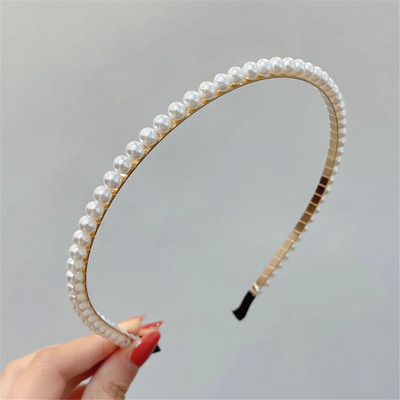 Elegantsed suured valge pärliga peapaelad naistele, tüdrukutele, käsitsi valmistatud lihtsad roosililled juuksepaelad Wave Retro juukserõngast peakatte aksessuaarid